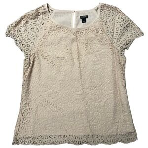 J Crew Factory Lace T Shirt in Vintage Champagne - Women's Size 10‎